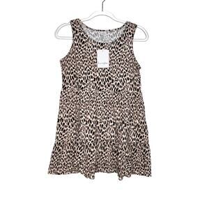 LOVE FIRE Youth Kids Leopard Print Tiered Tank Dress Sleeveless Tan Black Size L